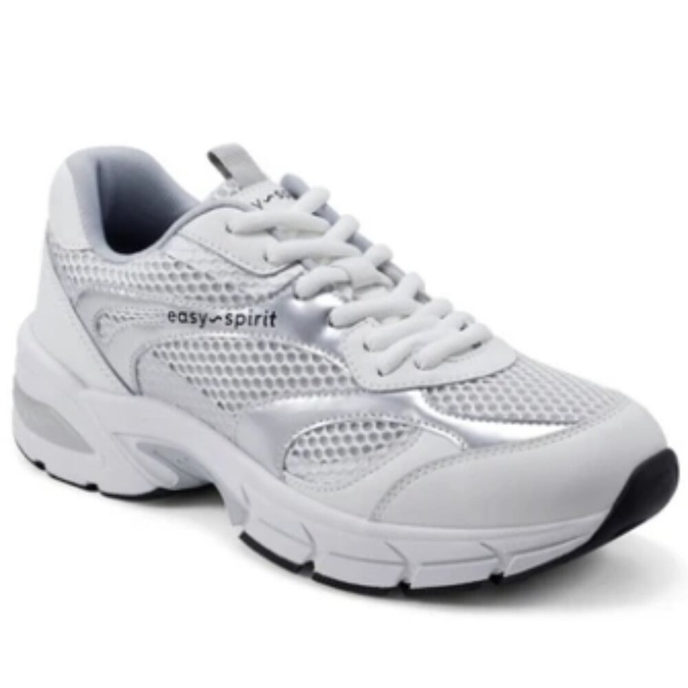 Easy Spirit/Barbeau Lace Up Walking Shoe/White/Silver/Size 6.5M